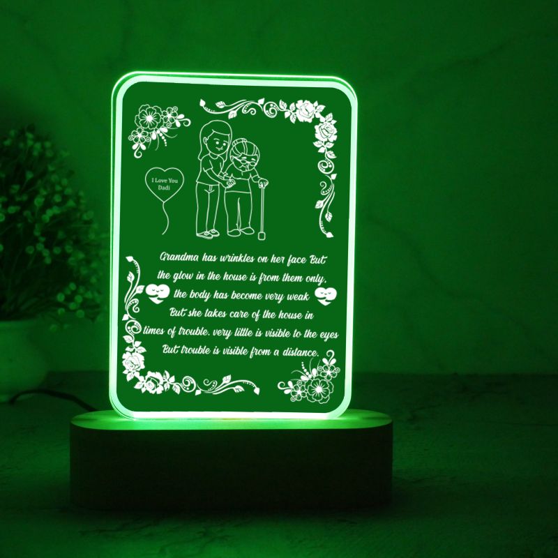 Personalized Gift for Grand Maa Engraved with Text Multicolored Light