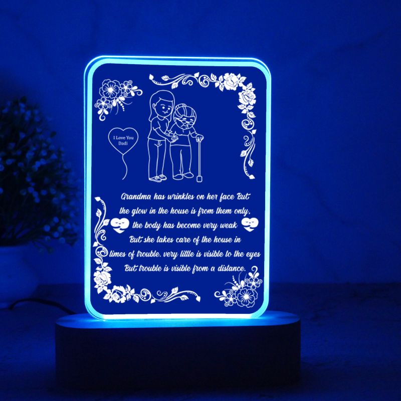 Personalized Gift for Grand Maa Engraved with Text Multicolored Light