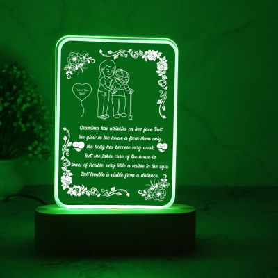 Personalized Gift for Grand Maa Engraved with Text Multicolored Light