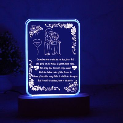 Personalized Gift for Grand Maa Engraved with Text Multicolored Light