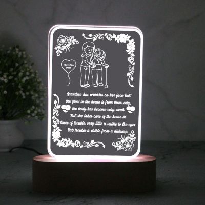 Personalized Gift for Grand Maa Engraved with Text Multicolored Light