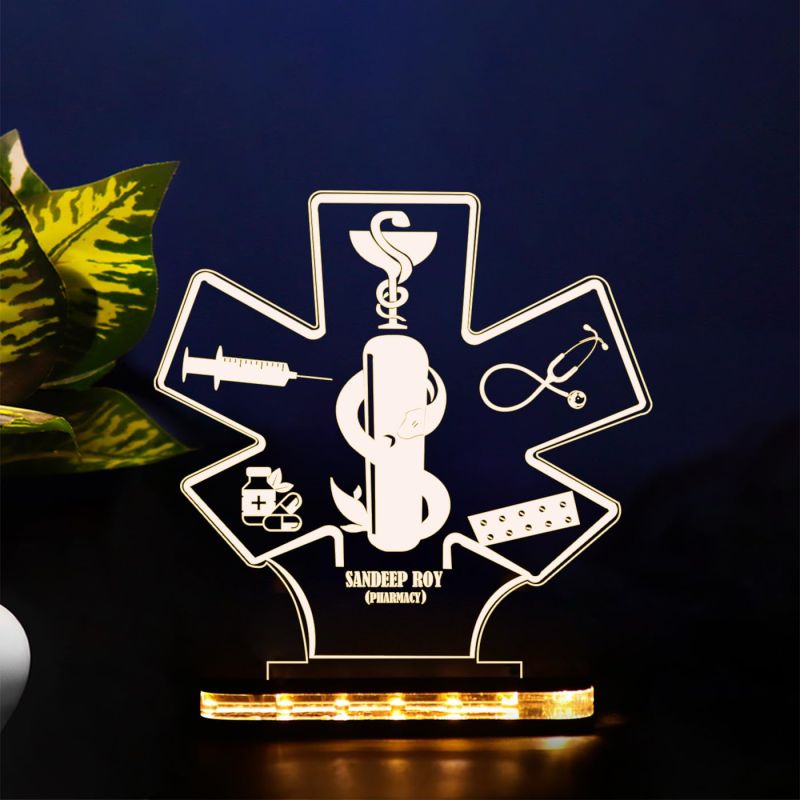 3D Illusion Customized Name Led Lamp with Warm White Light | Gift for Pharmacy Student