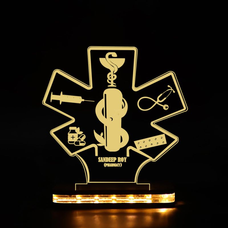 3D Illusion Customized Name Led Lamp with Warm White Light | Gift for Pharmacy Student