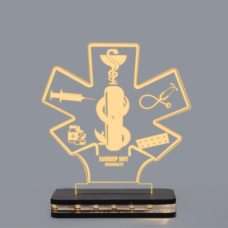 3D Illusion Customized Name Led Lamp with Warm White Light | Gift for Pharmacy Student