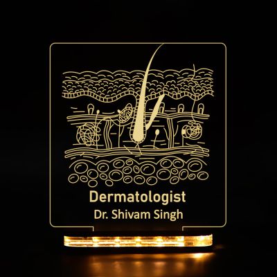 Personalized with Name 3D Illusion Dermatologist Night Lamp with Warm White Light Gift for Skin Doctor