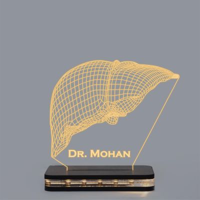 Personalized Led Lamp 3D Illusion Liver Night Light Gift for Hepatologists Doctor & Medical Student Warm White Light