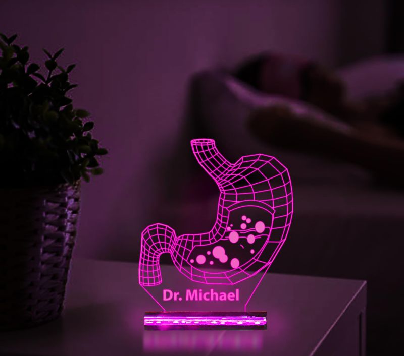 Customized with Name 3D Illusion Stomach Led Lamp Gift for Gastroenterologist Doctor