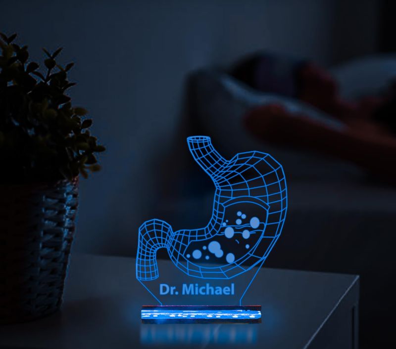 Customized with Name 3D Illusion Stomach Led Lamp Gift for Gastroenterologist Doctor