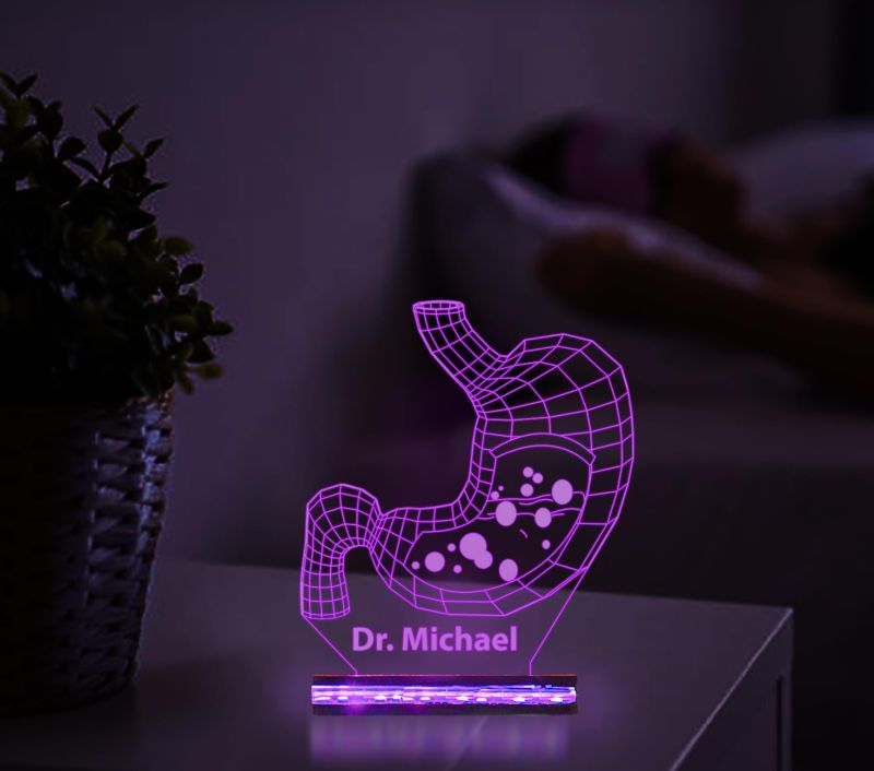 Customized with Name 3D Illusion Stomach Led Lamp Gift for Gastroenterologist Doctor