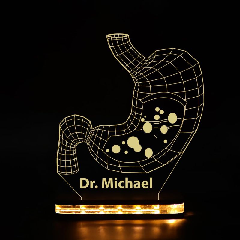 Personalized Led Night Lamp 3D Illusion Stomach Lamp Customized with Name Gastroenterologists Doctor Gifts