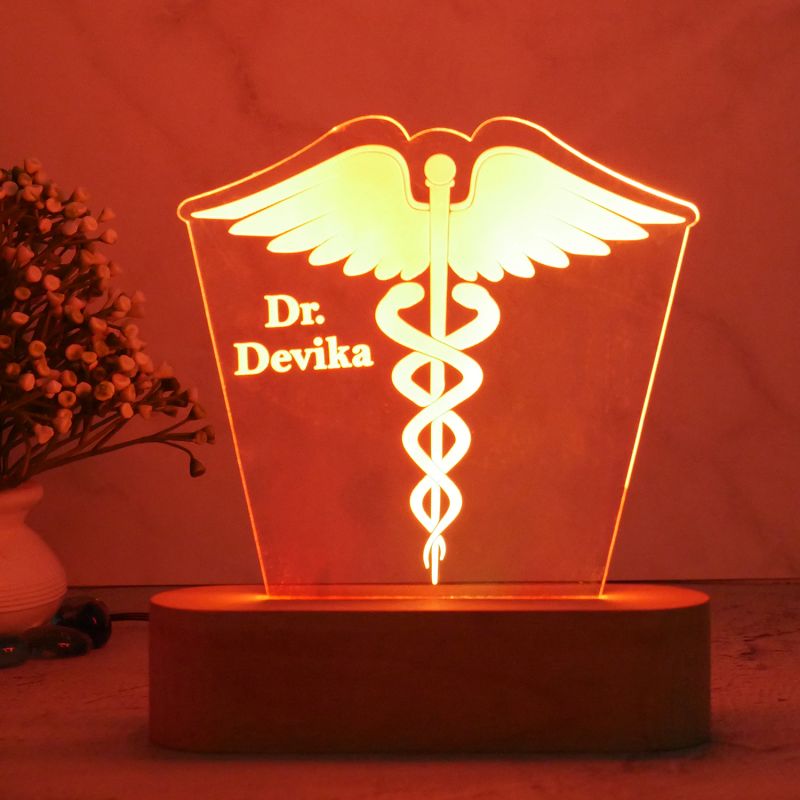 Personalized Doctor Lamp with Name & Logo | Best Thankyou Gift to Doctor with Multicolored Light