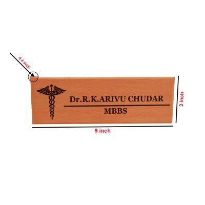 Personalized Wooden Name plate Customized With Name & Logo Nameplate For Office Desk (Doctor)