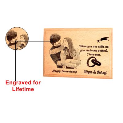 Customised Wooden Photo Frame with Engraved Photo & Message