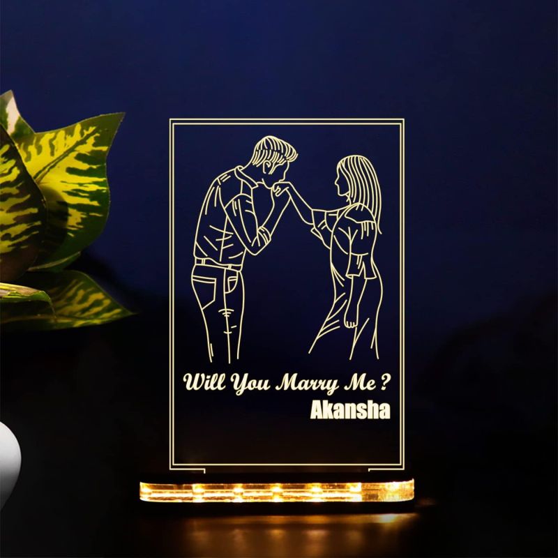 Will You Marry me Couple Night lamp Customized with Name (Warm White Light)