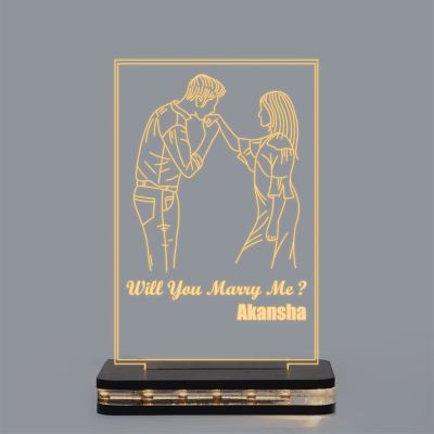 Will You Marry me Couple Night lamp Customized with Name (Warm White Light)