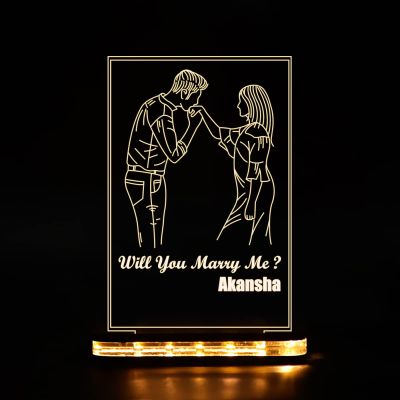 Will You Marry me Couple Night lamp Customized with Name (Warm White Light)