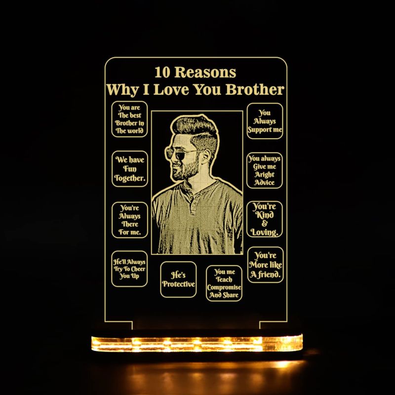 10 Reason Why I Love You Lamp Customized with Photo Gift for Brother