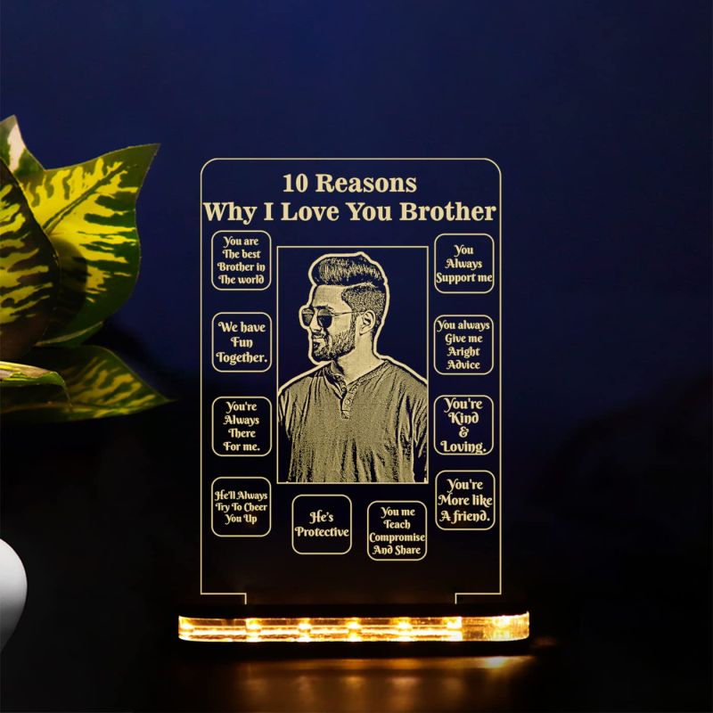 10 Reason Why I Love You Lamp Customized with Photo Gift for Brother