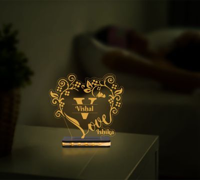 Personalized Heart Shape Lamp for Couple Gift Anniversary