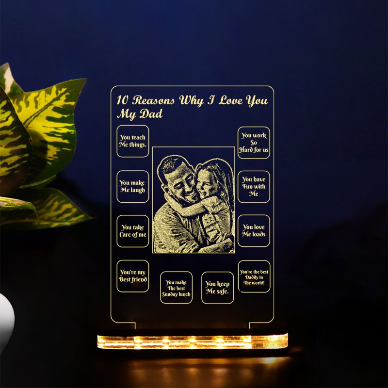 10 Reason Why I Love You Dad Led Desk Table Lamp Customized with Photo