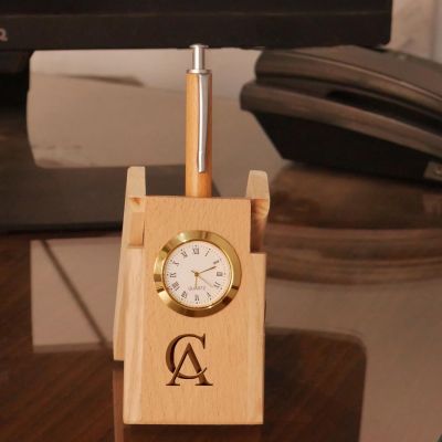 Personalized Logo Pen Holder with Clock Corporate Gift (CA Logo)