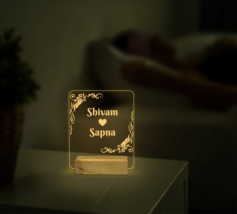 Personalized 3D Illusion Led lamp with Warm White Color Customized Name Lamp for Couple Gift