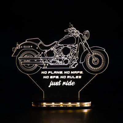 Personalized 3D Bike Acrylic 3D Illusion LED Lamp with Wooden Base