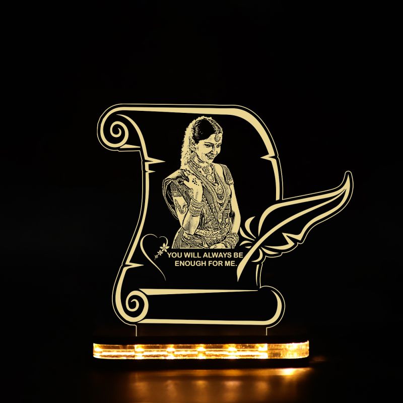 Engraved Photo Led Lamp with Warm White Light