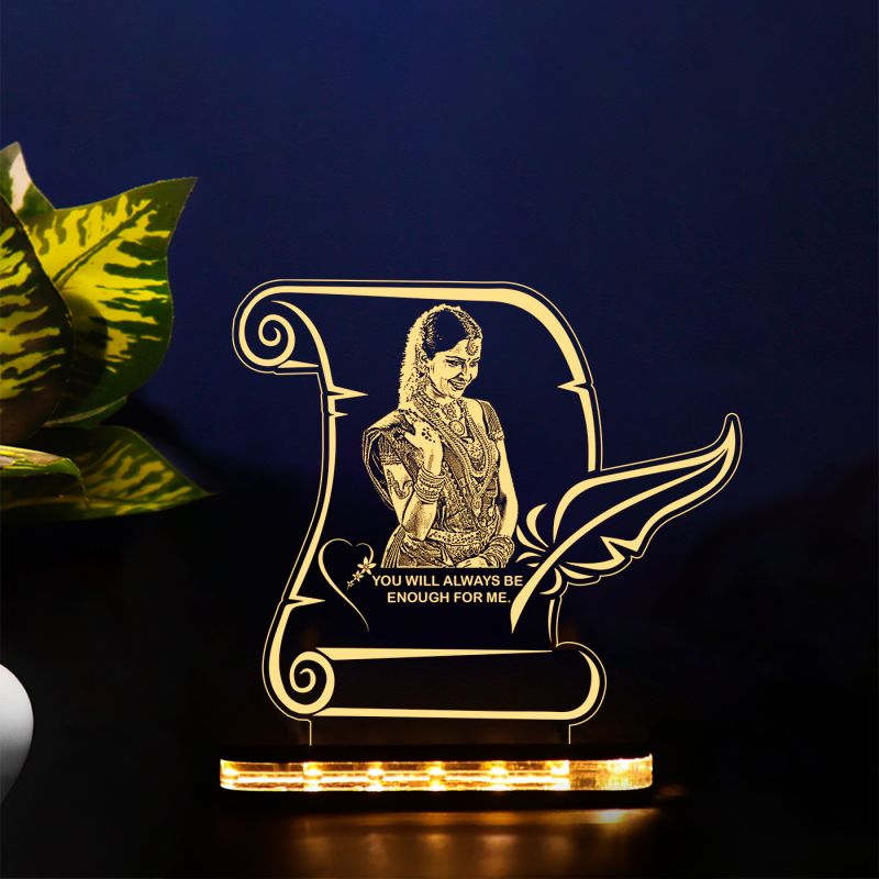 Engraved Photo Led Lamp with Warm White Light