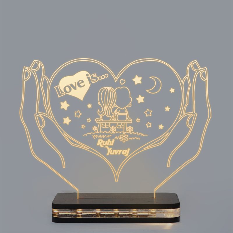 Heart Shape Couple Night Lamp Personalized Name Light