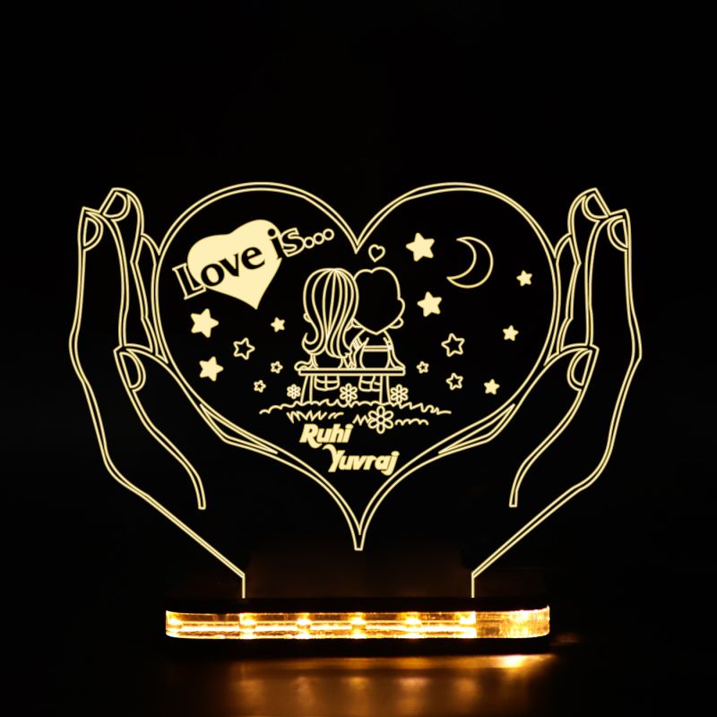 Heart Shape Couple Night Lamp Personalized Name Light