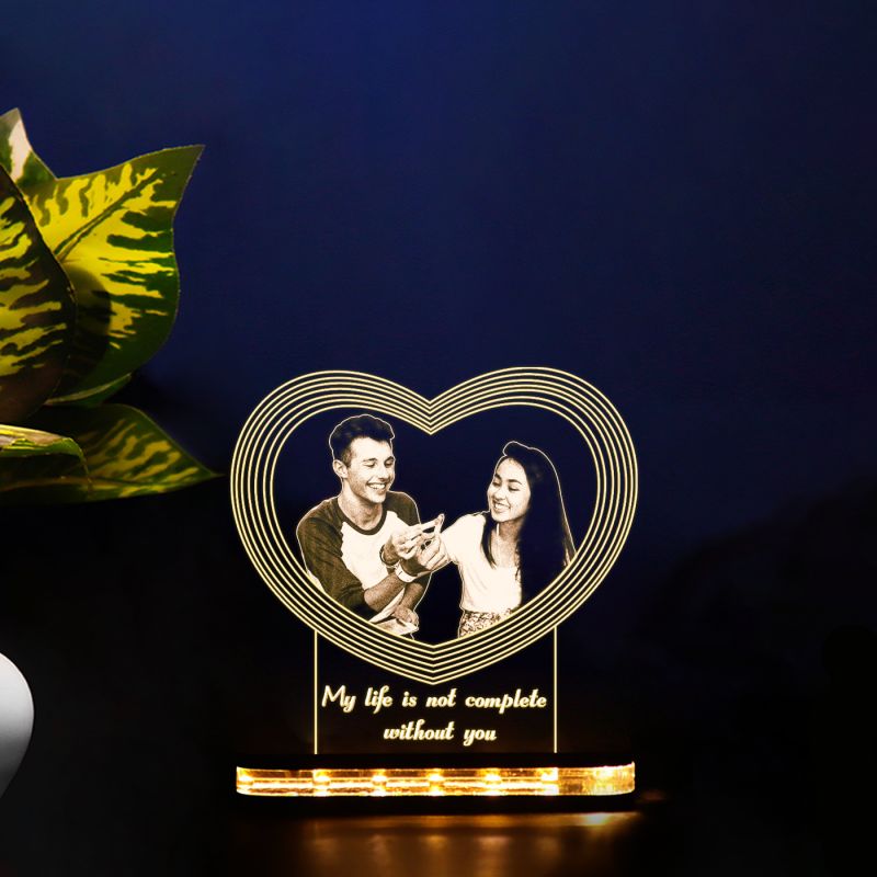 Couple Night lamp Customized Your Photo and Text Warm White Light