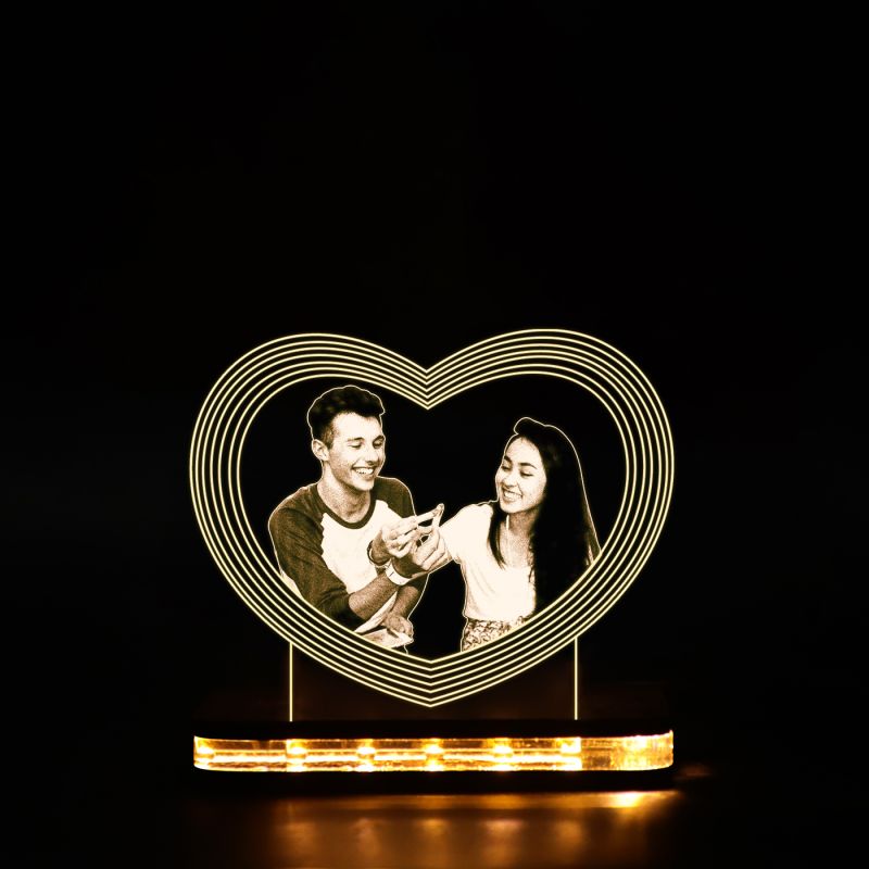 Couple Night lamp Customized Your Photo and Text Warm White Light