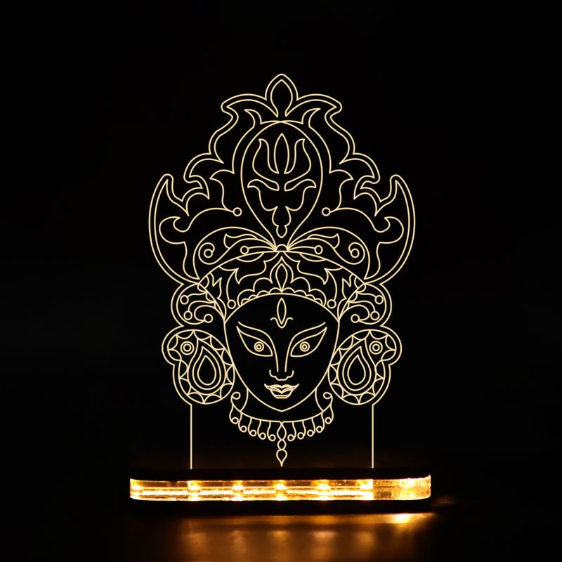 Jai maa Durga 3D Illusion Acrylic Table lamp Warm White Light