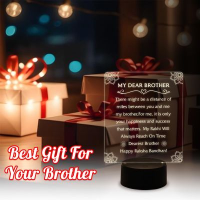 Raksha Bandhan Gift for Brother Acrylic LED Light Lamp with Warm White Light