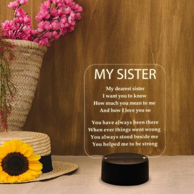 Gift Me Bazar Rakhi Gift for Sister Acrylic Led Night Lamp with Warm White Light & USB Cable