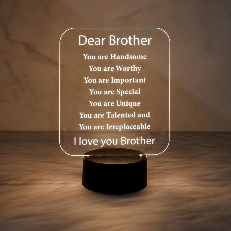 I Love You Brother Gift Engraved Night Lamp Unique Gift for Brother