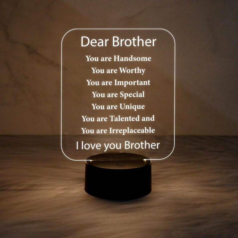 I Love You Brother Gift Engraved Night Lamp Unique Gift for Brother