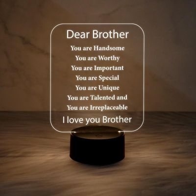 I Love You Brother Gift Engraved Night Lamp Unique Gift for Brother