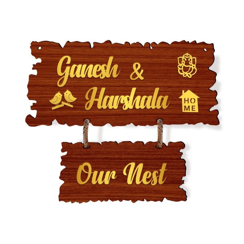 Customized Wooden Name Plate For House Flat Office | Door Name Plate (10x12 Inch)