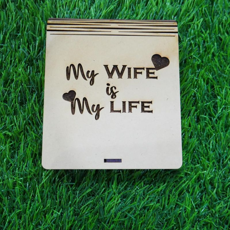 My Wife Is My Life Engraved Wooden Box 7 Beautiful Line Engraved on Mdf Crown Shape Express Your Love For Wife