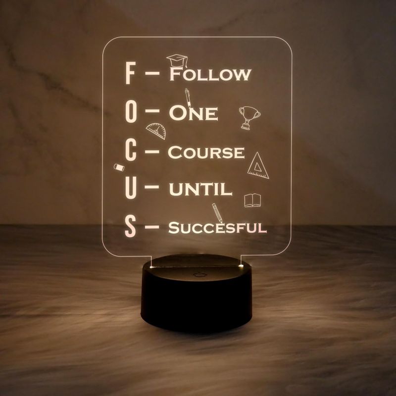 Motivational Thought Night Lamp Focus Meaning Led Lamp with Warm White Light