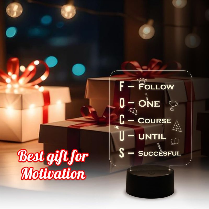 Motivational Thought Night Lamp Focus Meaning Led Lamp with Warm White Light