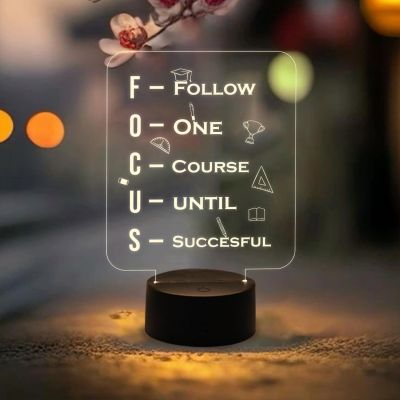 Motivational Thought Night Lamp Focus Meaning Led Lamp with Warm White Light