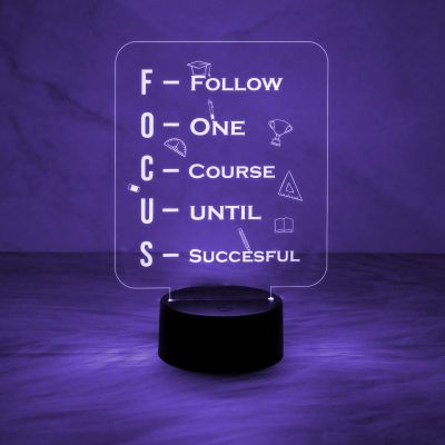 Motivational Thought Night Lamp Focus Meaning Led Lamp with 7 Color Changing Light