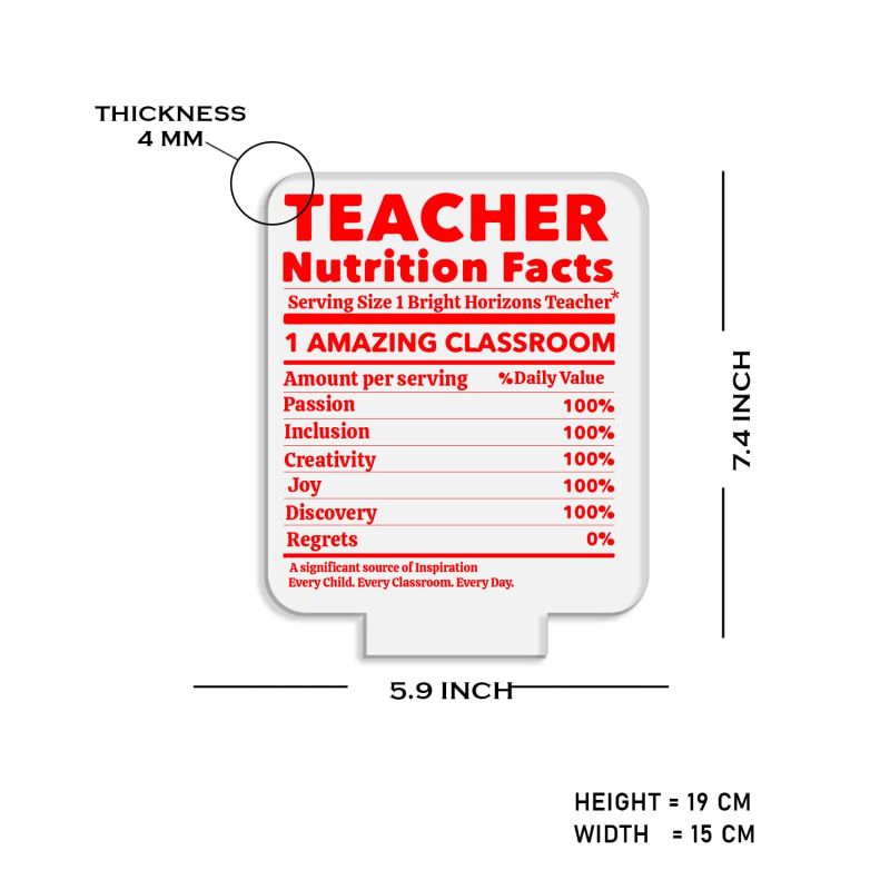 Teacher Nutrition Facts Acrylic Night Lamp Best Gift for Teacher | Automatic Color Changing