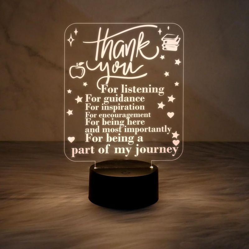 Inspirational Acrylic Led Lamp Thankyou Gift for Teacher Warm White Light