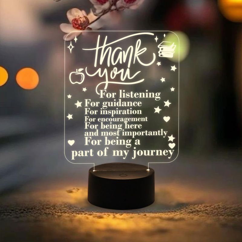 Inspirational Acrylic Led Lamp Thankyou Gift for Teacher Warm White Light