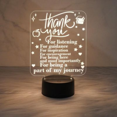 Inspirational Acrylic Led Lamp Thankyou Gift for Teacher Warm White Light