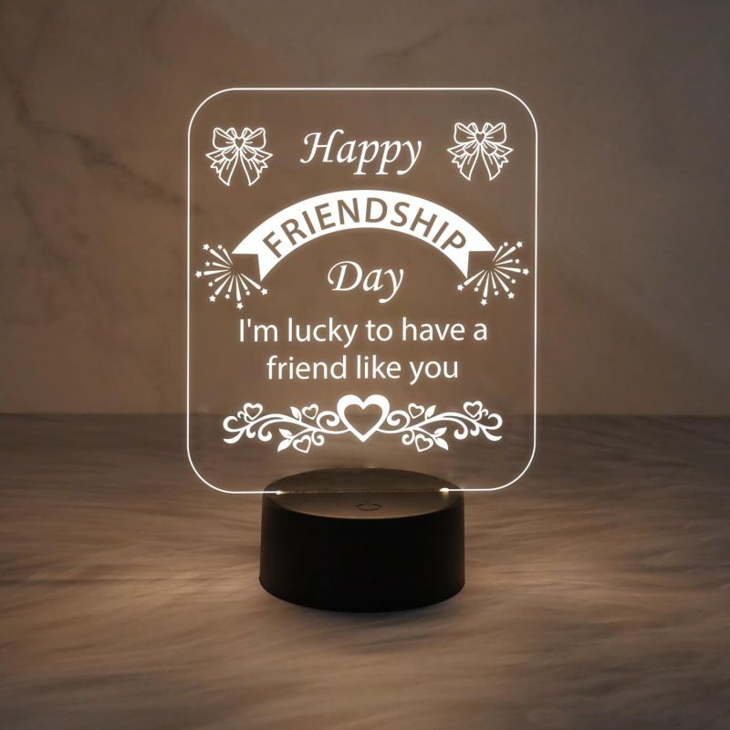 Happy Friendship Day Led Desk Table Lamp Gift for Friend | Warm White Light